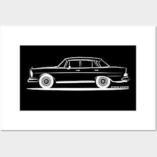 Mercedes Benz 220 SE Heckflosse Fin Tail W112 Sedan Wht Posters and Art